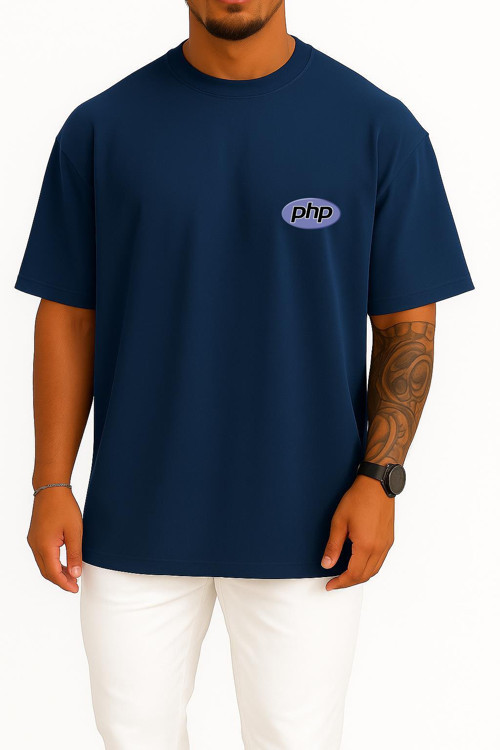 Oversize Php Logo Cep Tasarımlı Unisex T-Shirt