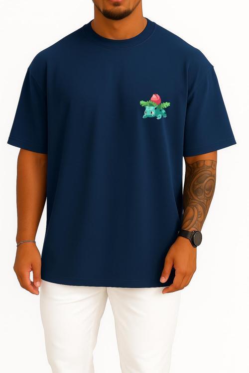 Oversize Bulbasaur Cep Baskılı Unisex T-Shirt