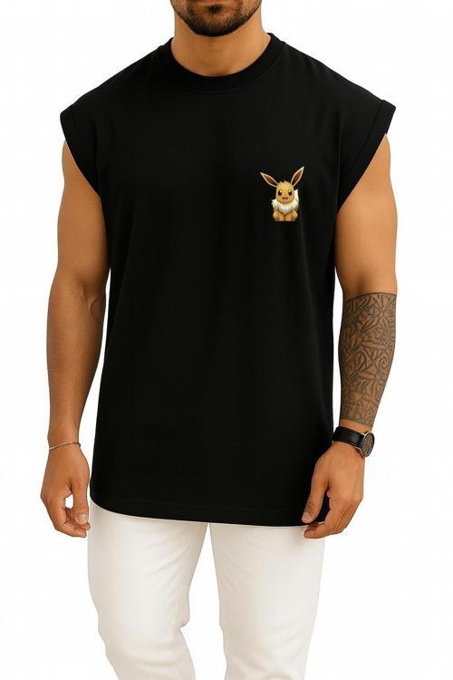 Oversize Eevee Cep Baskılı Atlet