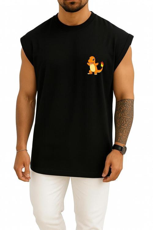 Oversize Charmander Cep Baskılı Atlet