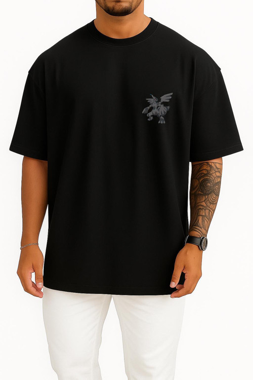 Oversize Reshiram Cep Baskılı Unisex T-Shirt