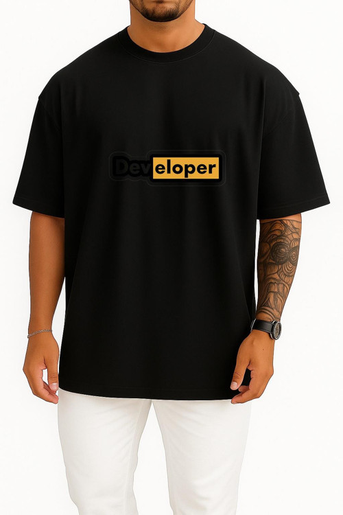 Oversize Developer Yazılımcı Göğüs Baskılı Unisex T-Shirt