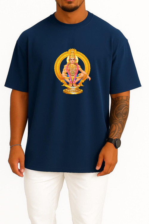 Oversize Lord Krishna Göğüs Baskılı Unisex T-Shirt