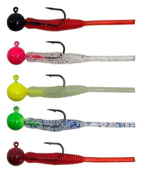 Hook Worm Jighead+Lrf Silikonu 2gr+4.5cm 5 Adet Head Red+Red