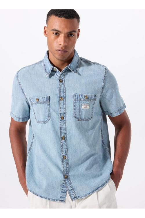 Renksiz Erkek Regular Fit Desenli Denim Gömlek M5Gh09D5Ny1Gjer Gj Regular Ss Dnm