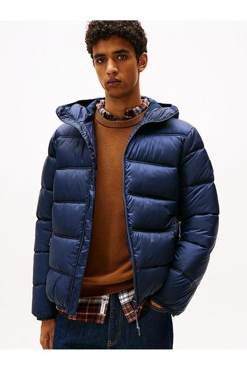 Erkek Kapüşonlu Şişme Mont - Lacivert