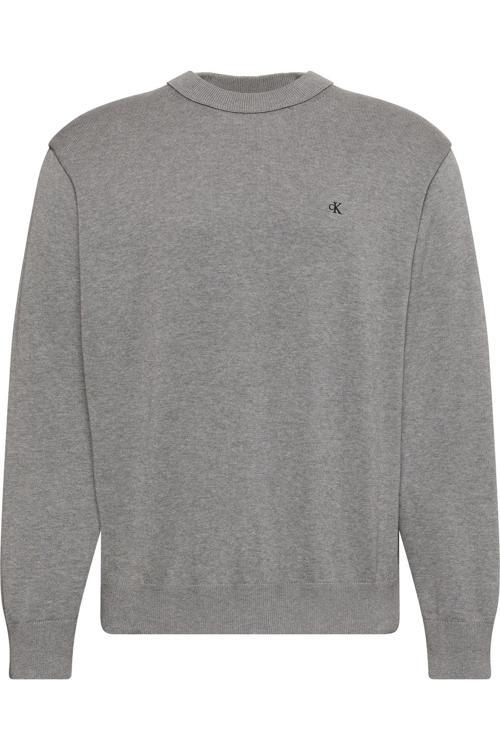 Erkek Marka Logo Nakışlı Yuvarlak Yaka Şık Görünüşlü Günlük Kullanıma Uygun Gri1 Kazak