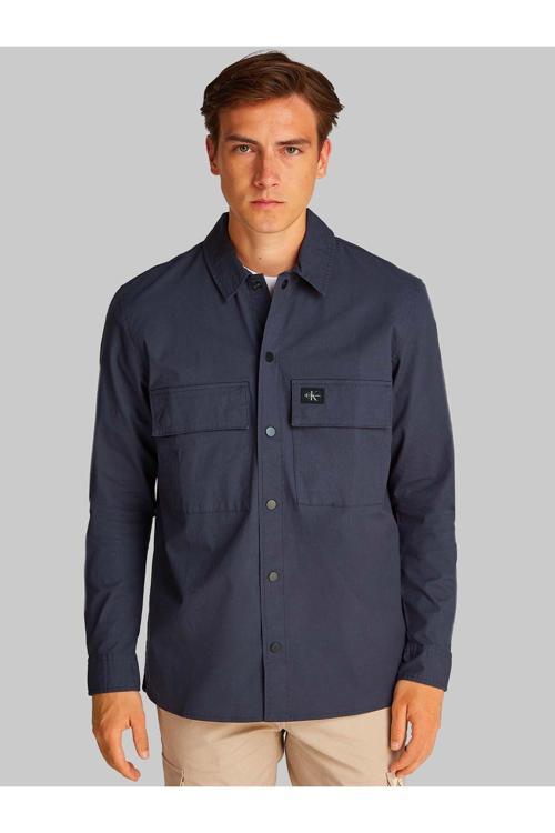 Erkek Gömlek Yaka Cep Detaylı Regular Fit Lacivert Gömlek J30J327584-Cge