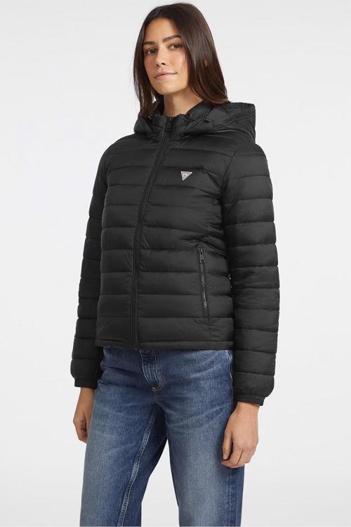 Kadın Gj Hooded Puffer Şişme Mont - Siyah