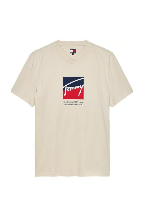 Erkek Signature Logo T-Shirt - Krem