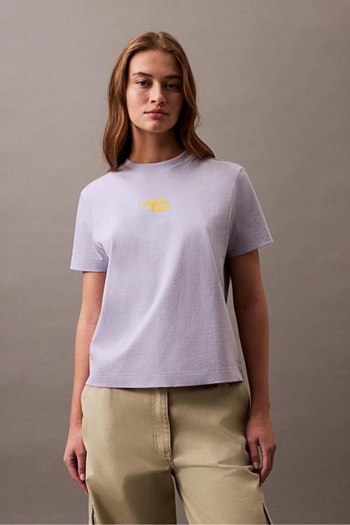 Kadın Ck Flocked Logo T-Shirt - Açık Mor