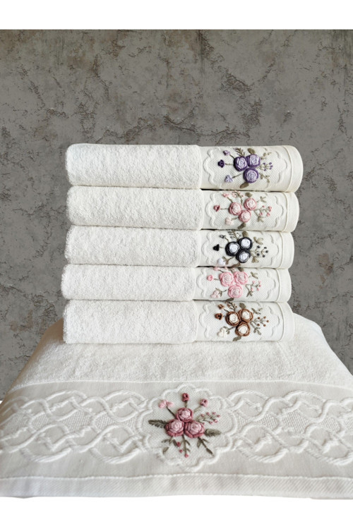 Ellite El İşi 3D Nakışlı 6 Adet 30X50 Cm Mutfak Havlusu %100 Pamuk