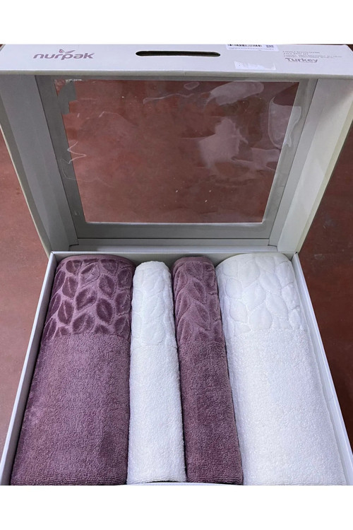 Hazal Banyo Takımı - 4'Lü Hamam Havlu Takımı-2Adet 50X90-2Adet 90X150 Havlu