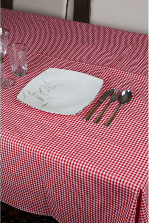 Piti Kareli 170X170 Cm Kare Kırmızı Masa Örtüsü