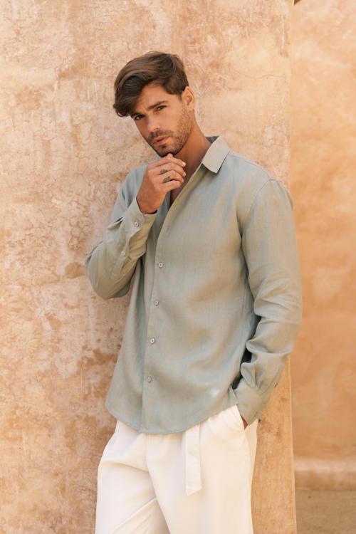 Ottavia Mint Keten Oversize Erkek Gömlek
