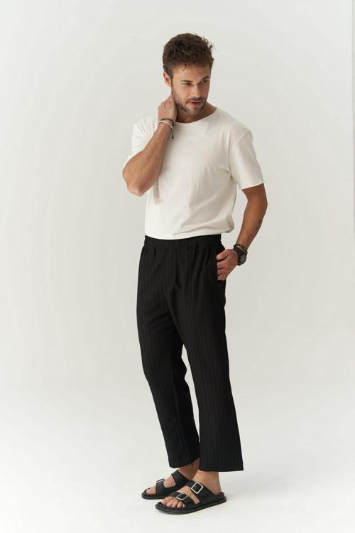 Robin Rachel Erkek Örme Kumaş Siyah Pantolon