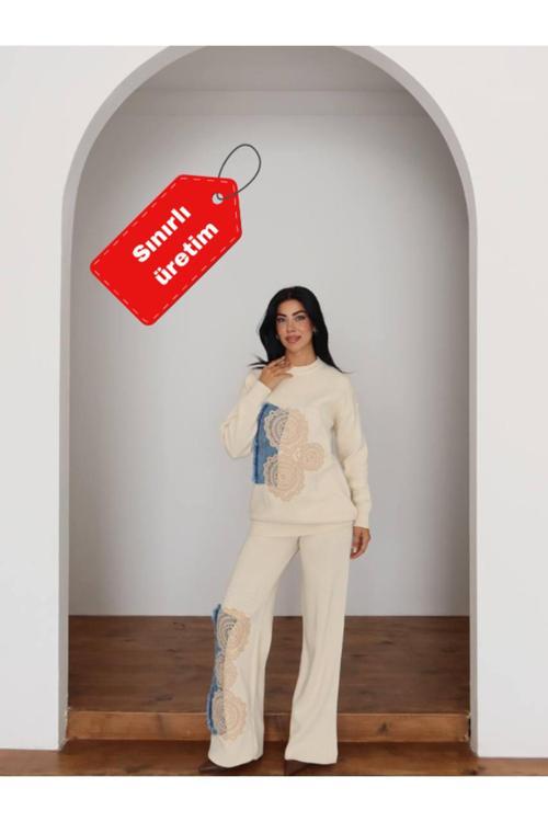 Kadın Tesettür İkili Takım Triko Tunik Ve Bol Paça Pantolon Alt Üst Takım