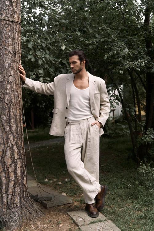 Carlo Naturel Keten Erkek Blazer