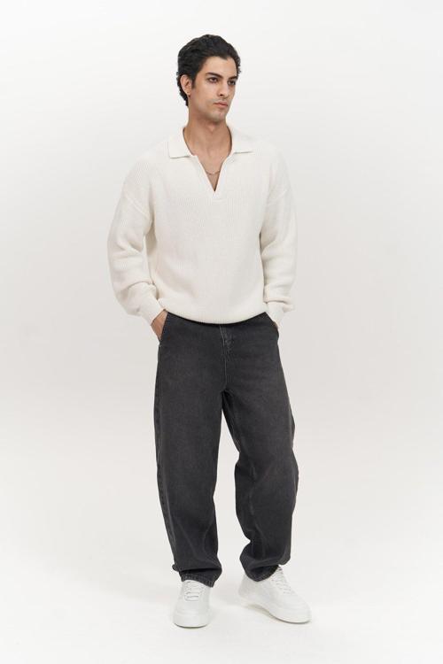 Magnus Polo Yaka Ekru Erkek Triko Kazak