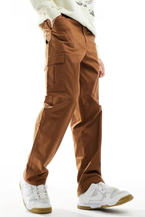Club Chino Woven Trousers Canvas Cargo Pant Dokuma Canvas Kargo Cepli Pantalon Kahverengi