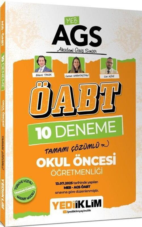 MEB AGS ÖABT Okul Öncesi Öğretmenliği Tamamı Çözümlü 10 Deneme Sınavı Yediiklim