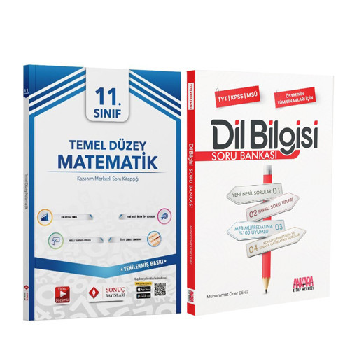 Sonuç 11. Sınıf Temel Düzey Matematik Tek Kitap ve AKM Dil Bilgisi Soru Bankası Seti 2 Kitap