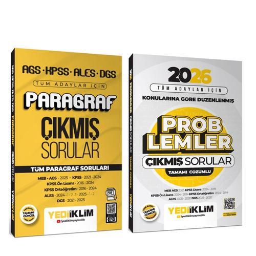 Yediiklim 2026 AGS KPSS ALES DGS Tüm Adaylar İçin Paragraf ve Problemler Çıkmış Sorular Seti 2 Kitap