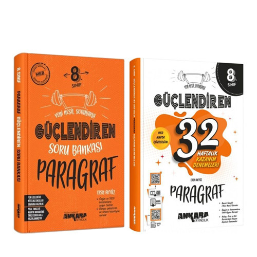 Ankara Yayıncılık 8.Sınıf Paragraf Soru Bankası ve 32 Haftalık Deneme Seti 2 Kitap