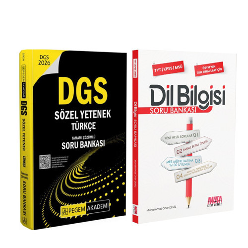 Pegem 2026 DGS Sözel Yetenek Türkçe ve AKM Dil Bilgisi Soru Bankası Seti 2 Kitap