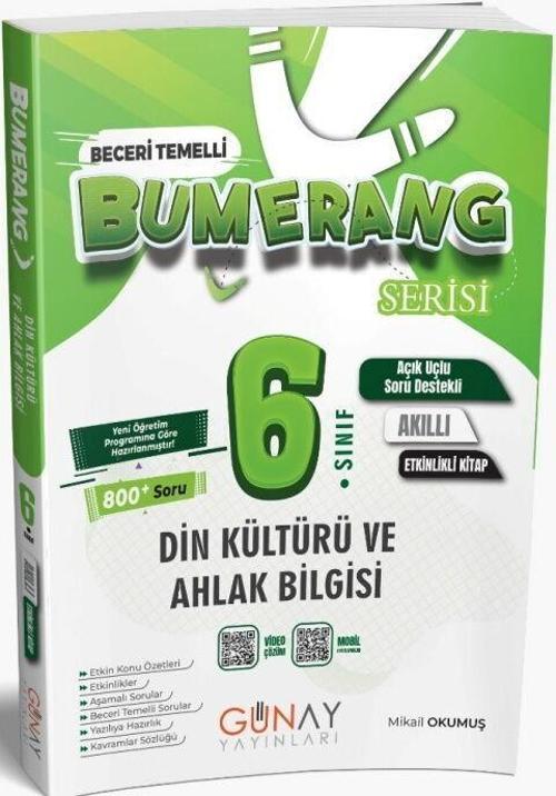 6. Sınıf Din Kültürü ve Ahlak Bilgisi Etkinlikli Bumerang Serisi Günay Yayınları