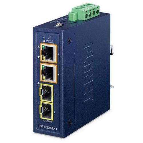 PL-IGTP-2205AT 2 Port Gigabit 2 Port SFP PoE+ Compact Endıstriyel Media Converter