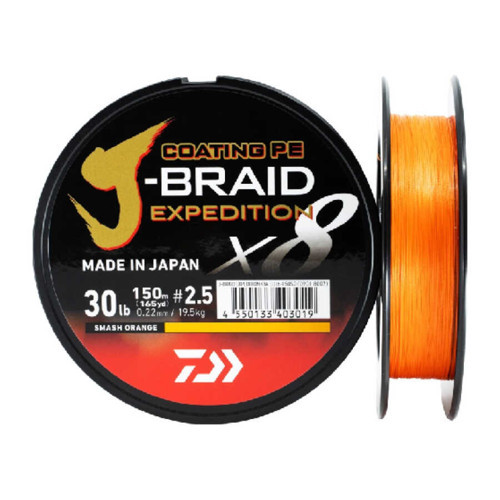 JBRAID EXPEDITION 8 BRAID 150M, SMASH ORANGE, İP MİSİNA Standart-0,16MM