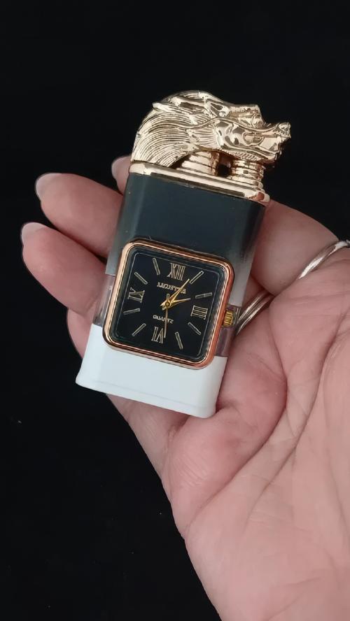 Lüks Tasarım Ejder Figürlü Roma Rakamlı Saatli Gazlı Çakmak