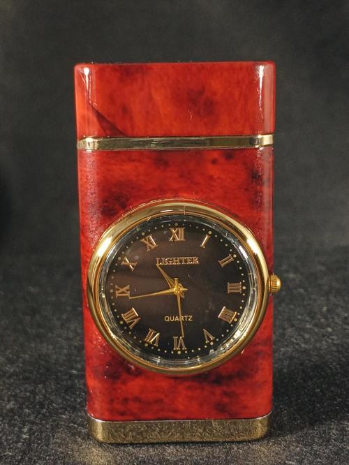 Şık mermer görünümlü saatli ışıklı çakmak