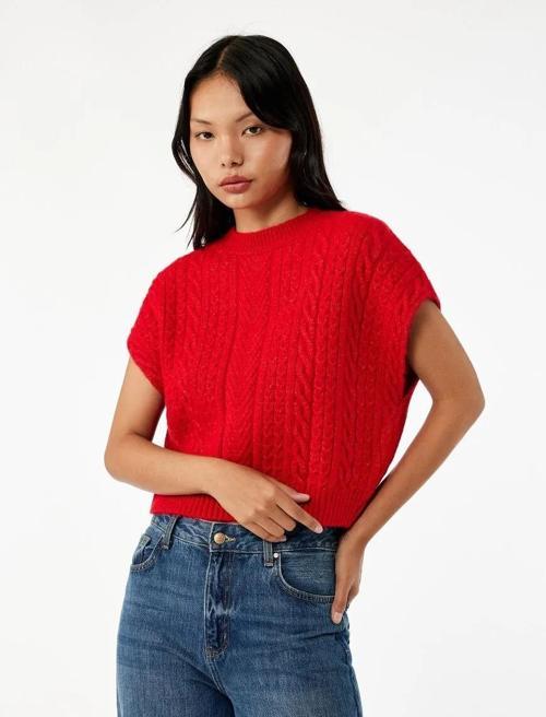 Saç Örgü Dokulu Kadın Triko Süveter 6WAL20003IT