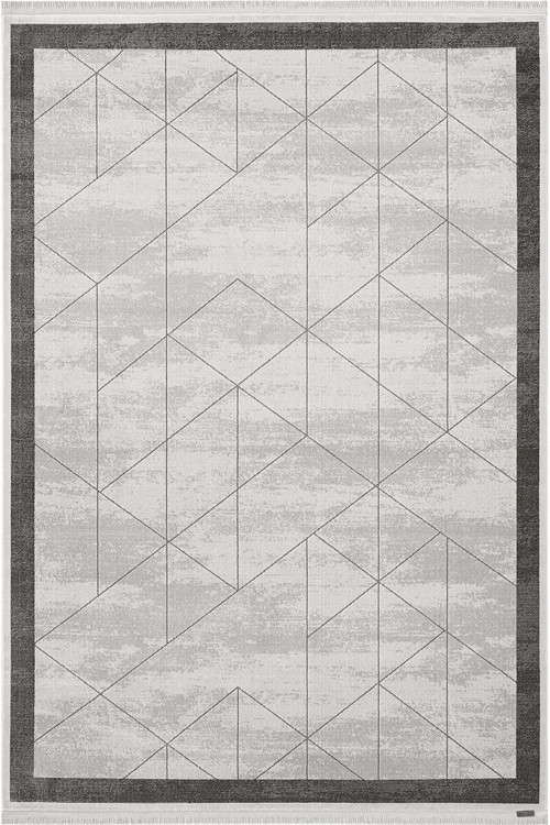 Decoraev Telve Bambu Tarz Modern Akrilik Dokuma Halı Geometrik Desenli Salon Oturma Odası Halısı – Gri