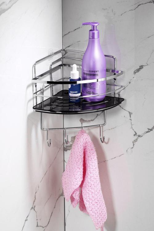 Yapışkanlı Ömür Boyu Paslanmaz Kristal Ayarlanabilir Raf Banyo Düzenleyici Şampuanlık LK-01 KSKK