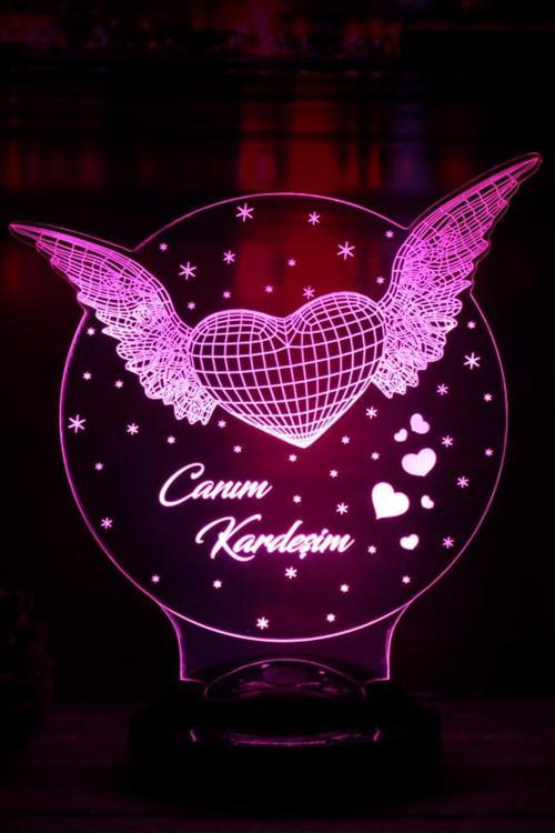 Melek Kanat Kişiye Özel Konsept Hediye 3 Boyutlu Led Lamba