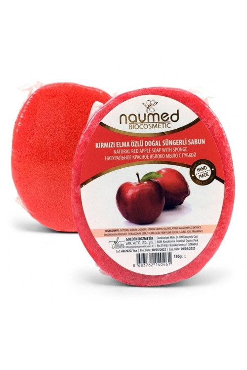 Kırmızı Elma Özlü (Batık Ve Çilek Bacak Onarımına Yardımcı) Doğal Süngerli Sabun 130Gr