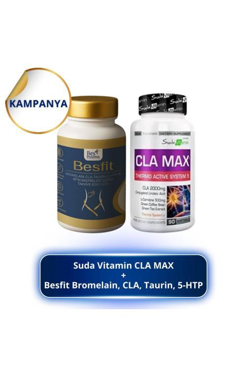 CLA MAX 90 Softjel + Besfit Bromelain, CLA, Taurin, 5-HTP 60 Kapsül 60 Kapsül