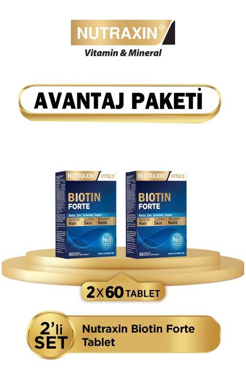 Biotin Forte 5.000 Mcg 60 Tbl 2 li Paket- Biyotin, Çinko, Selenyum, Bakır