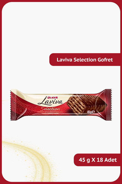 LAVİVA Selection - Sütlü Çikolata Kaplamalı Fındıklı Kremalı Gofret - 45 gram - 18 Adet