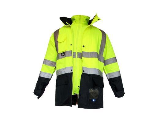 JUNIOR JN1003 Fosforlu Oxford 5+1 İçi Çıkmalı Parka Sarı Lacivert XXL beden
