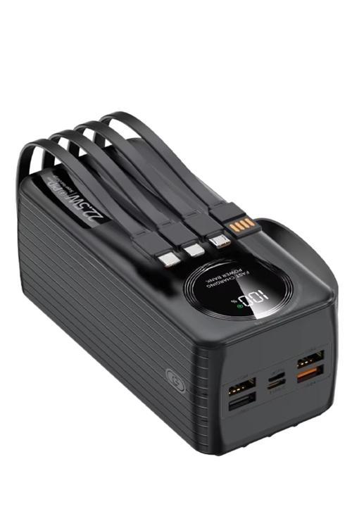 Polygold PG-PW650 50000 mAh Power Bank 22.5W Süper Hızlı Şarj, 4 Dahili Kablolu ve Dijital LED Ekran