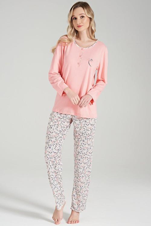 Pijadore 1652 Kadın Büyük Beden Uzun Kol Pijama Takımı