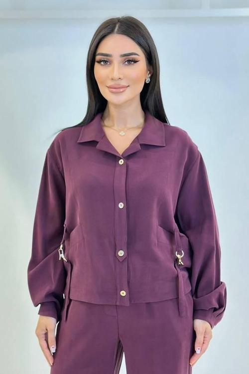 Toka Detaylı Gömlek Yakalı Kadın Ceket 352111019