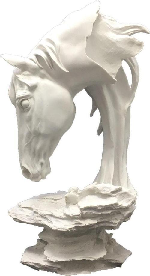 Beyaz Su İçen At Biblo 39x20 cm