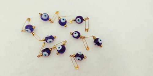 Hdmarketim 10 Adet 1,2 Cm Maşallahlık İğneli Cam Nazar Boncuğu