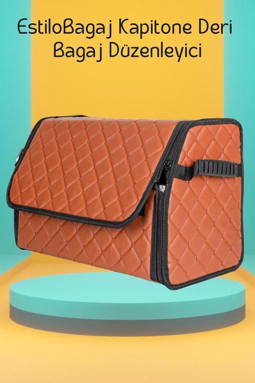 Estilobagaj Kapitone Deri Oto Bagaj Düzenleyici Taba