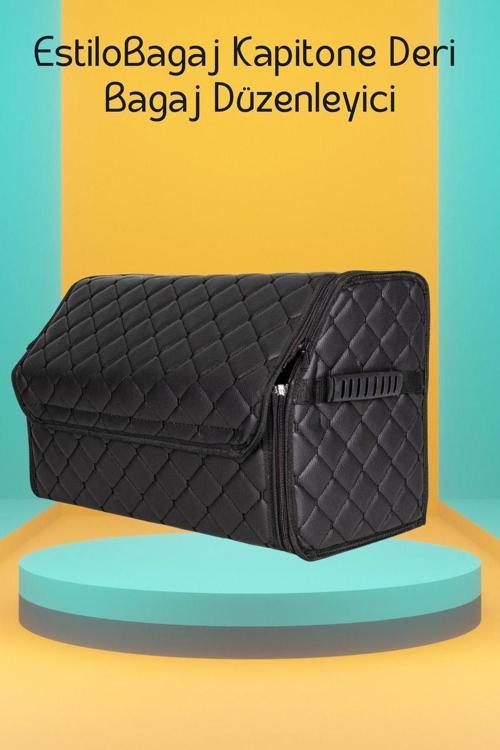 Estilobagaj Kapitone Deri Oto Bagaj Düzenleyici Siyah